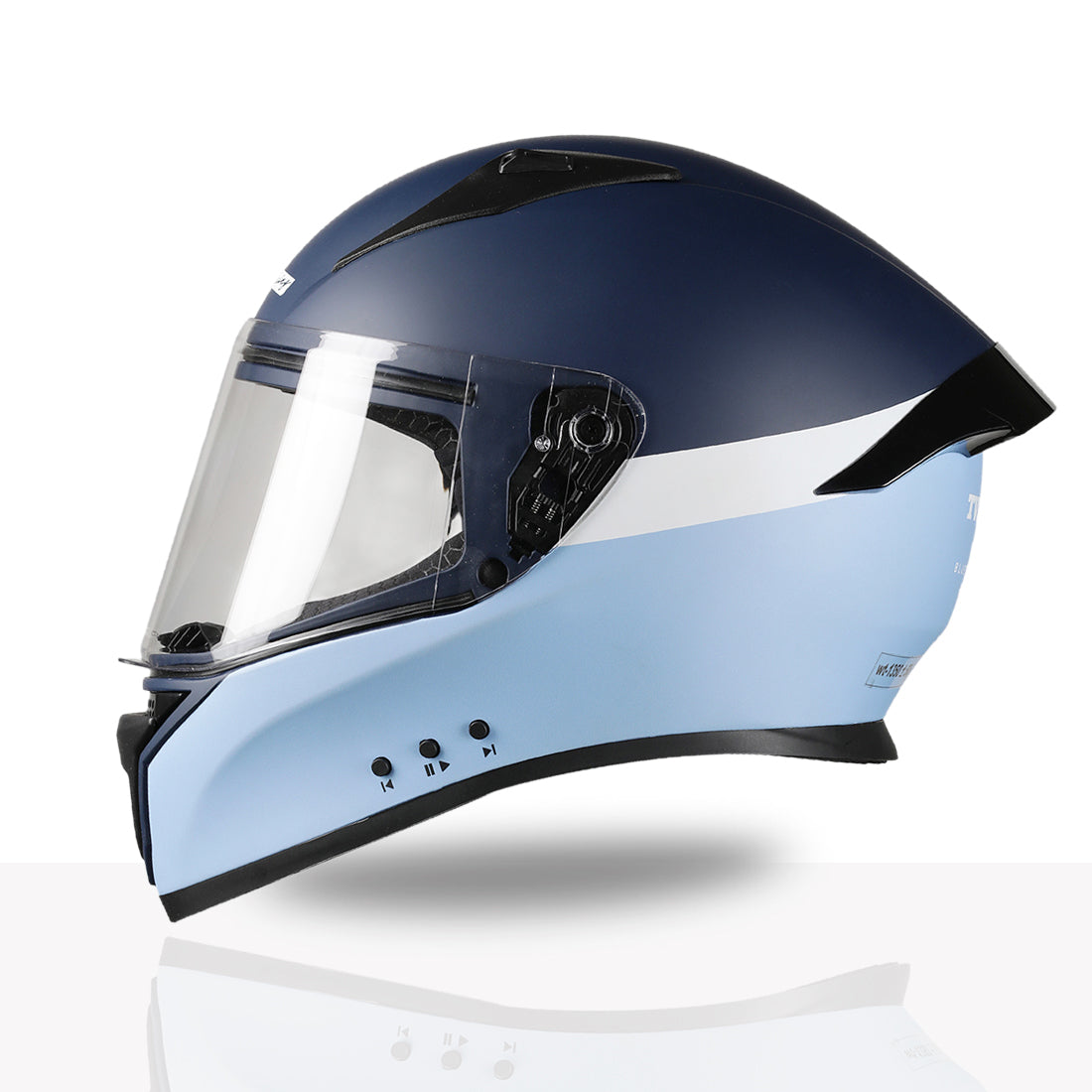TVS Racing Anti Boring Bluetooth Integrated Full Face Helmet for Men and Women, ISI DOT Certified, ABS Shell, Built In Bluetooth 5.2, USB C Charging, Music Calls Navigation